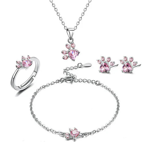 Rose Gold Paw Jewelry Set