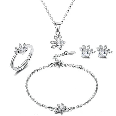 Rose Gold Paw Jewelry Set