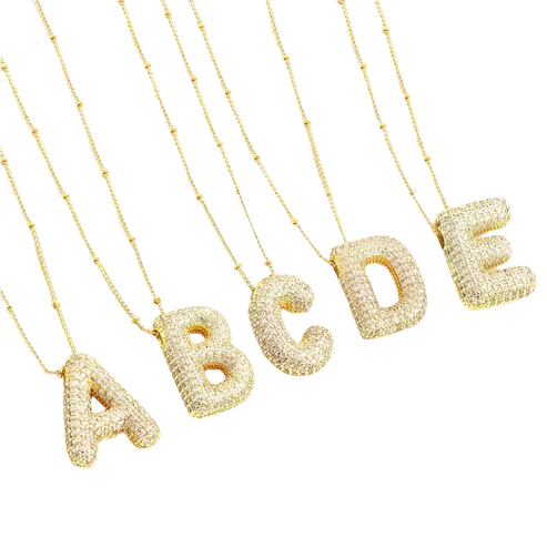 Bubble letter initial necklace