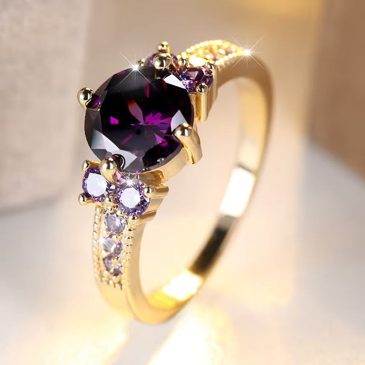 Gold Amethyst Accent Ring