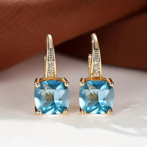 Mystic Sapphire Stone Hoop Earrings