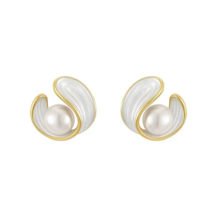 Luxury white opal earrings with pearls in gold