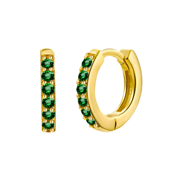 Gold Emerald Hoop Earrings