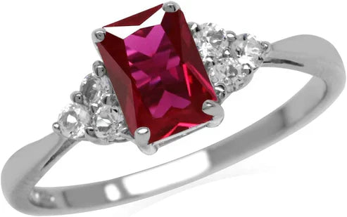 Octagon Cut Ruby Ring