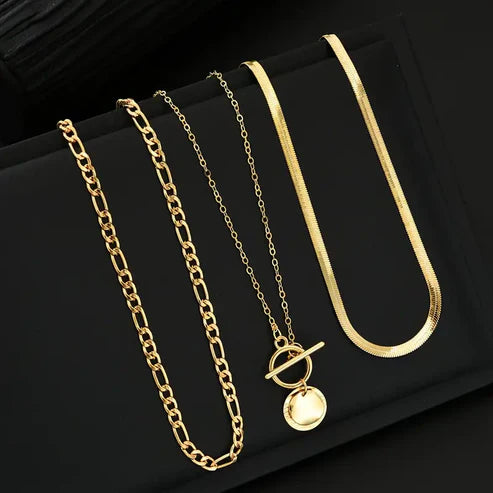 Savira Textured Coin Layered Necklace