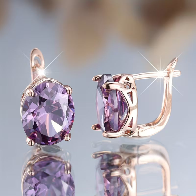 Rose Gold Amethyst Stud Earrings