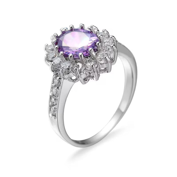 Silver Amethyst Crown Ring