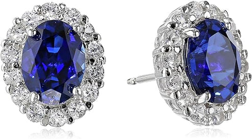 Oval White Sapphire Stud Earrings