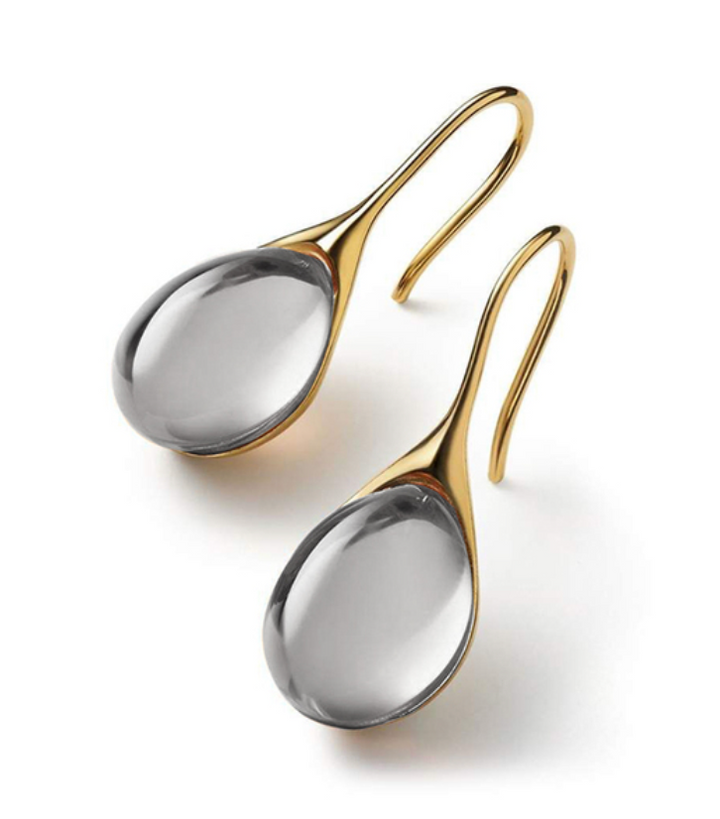 Crystal drop earrings in gold and silver