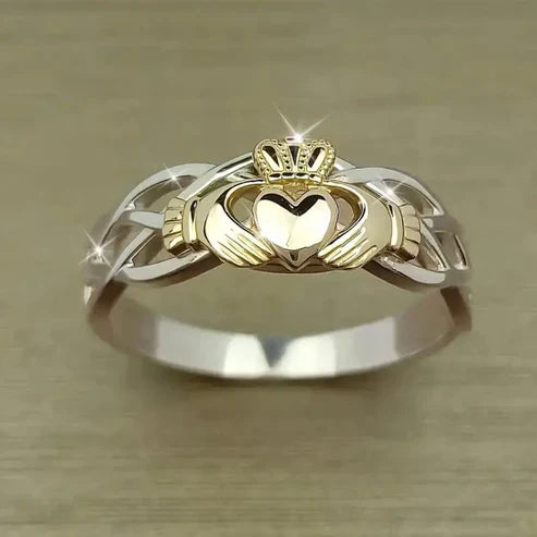 Gold Crown Silver Ring