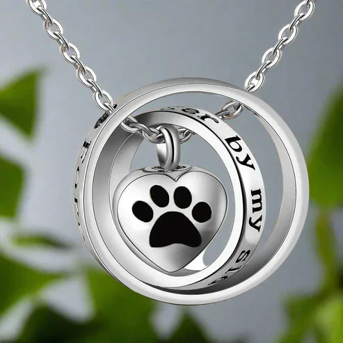 No Longer By My Side, Forever In My Heart' – Stainless Steel Urn Paw Necklace