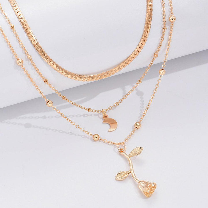 Golden Rose Pendant Necklace