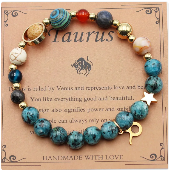 Eight Planets &amp; 12 Constellation Stone Bracelet