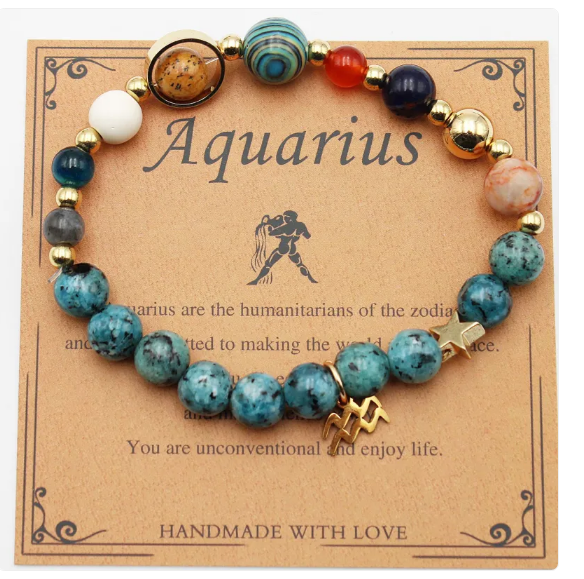 Eight Planets &amp; 12 Constellation Stone Bracelet