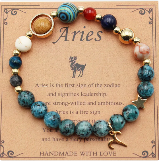Eight Planets &amp; 12 Constellation Stone Bracelet