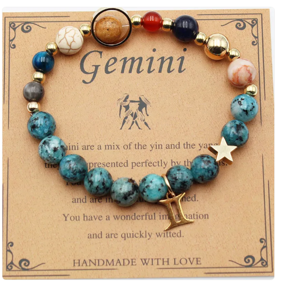 Eight Planets &amp; 12 Constellation Stone Bracelet