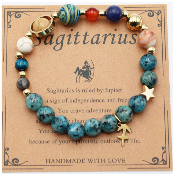 Eight Planets &amp; 12 Constellation Stone Bracelet
