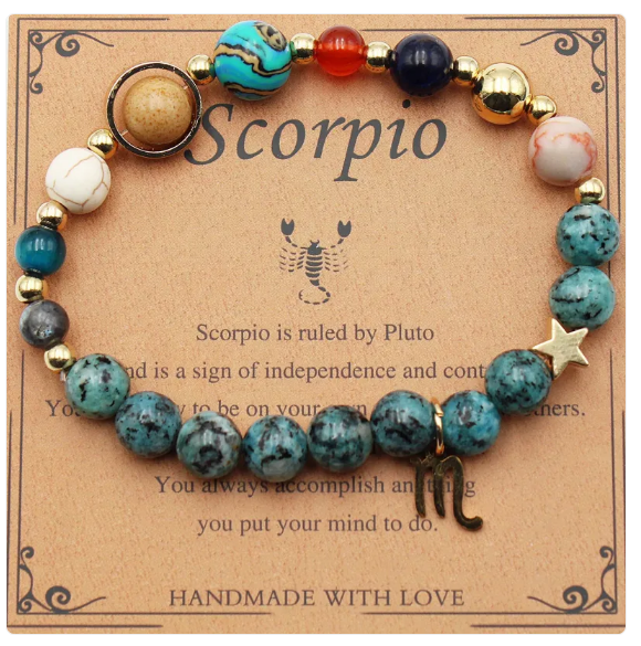 Eight Planets &amp; 12 Constellation Stone Bracelet