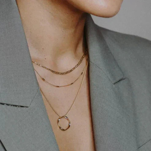 Open Circle Three Row Necklace