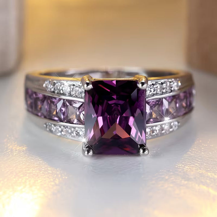 Silver Amethyst Channel Ring