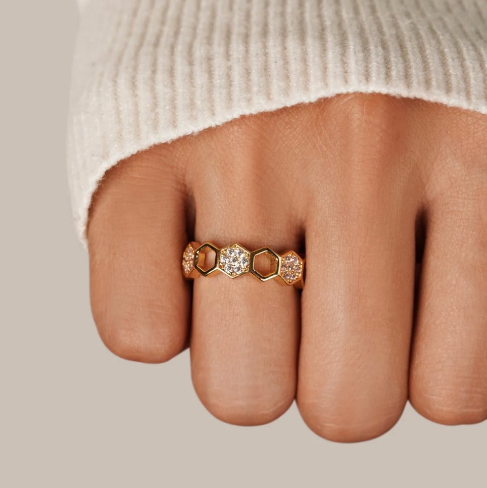 Gold Geometric Open Ring
