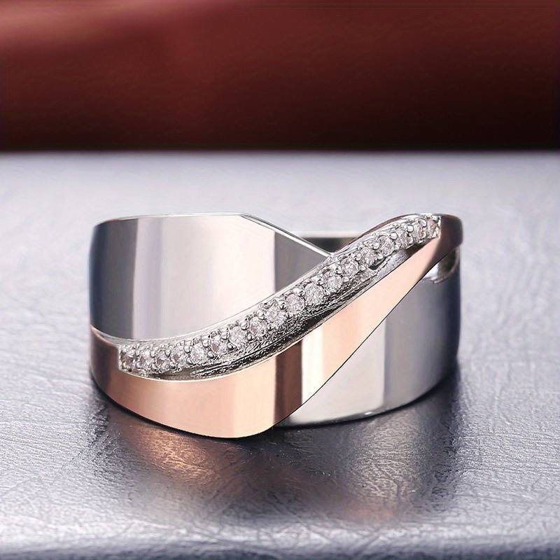 Vintage Ring in Rose Gold and Silver with Zirconia