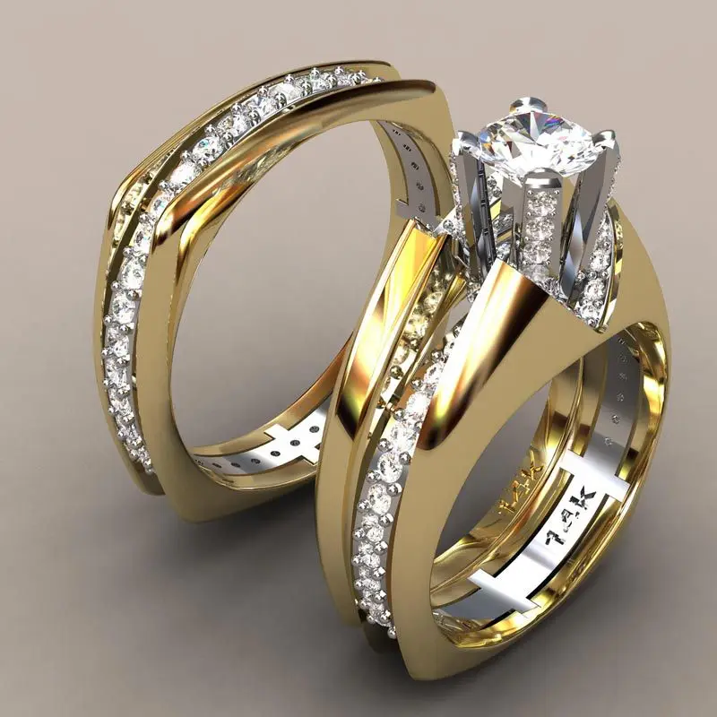 Vintage Gold &amp; Crystal Ring Set