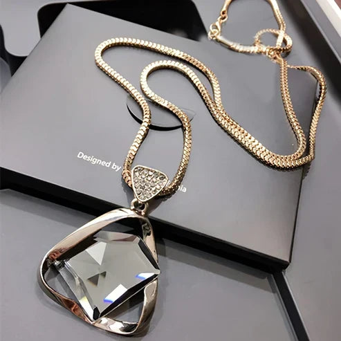 Crystal Pendant Gold Necklace