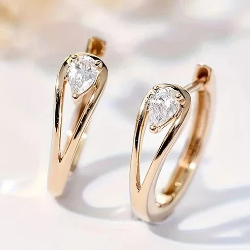 Zirconia Golden Drop Earrings