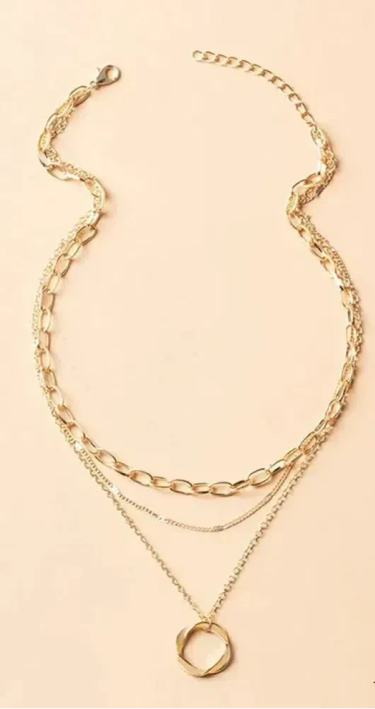 Vintage gold layered chain &amp; pendant necklace